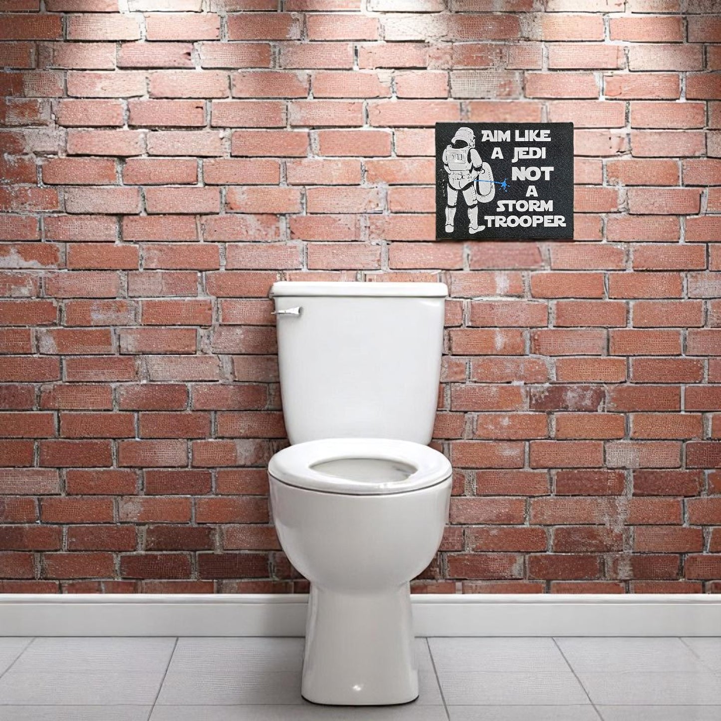 Star Wars Aim Like A Jedi Bathroom Sign - Funny Geek Wall Decor for Fans (18 x 18 cm) Sentosa Color Lab