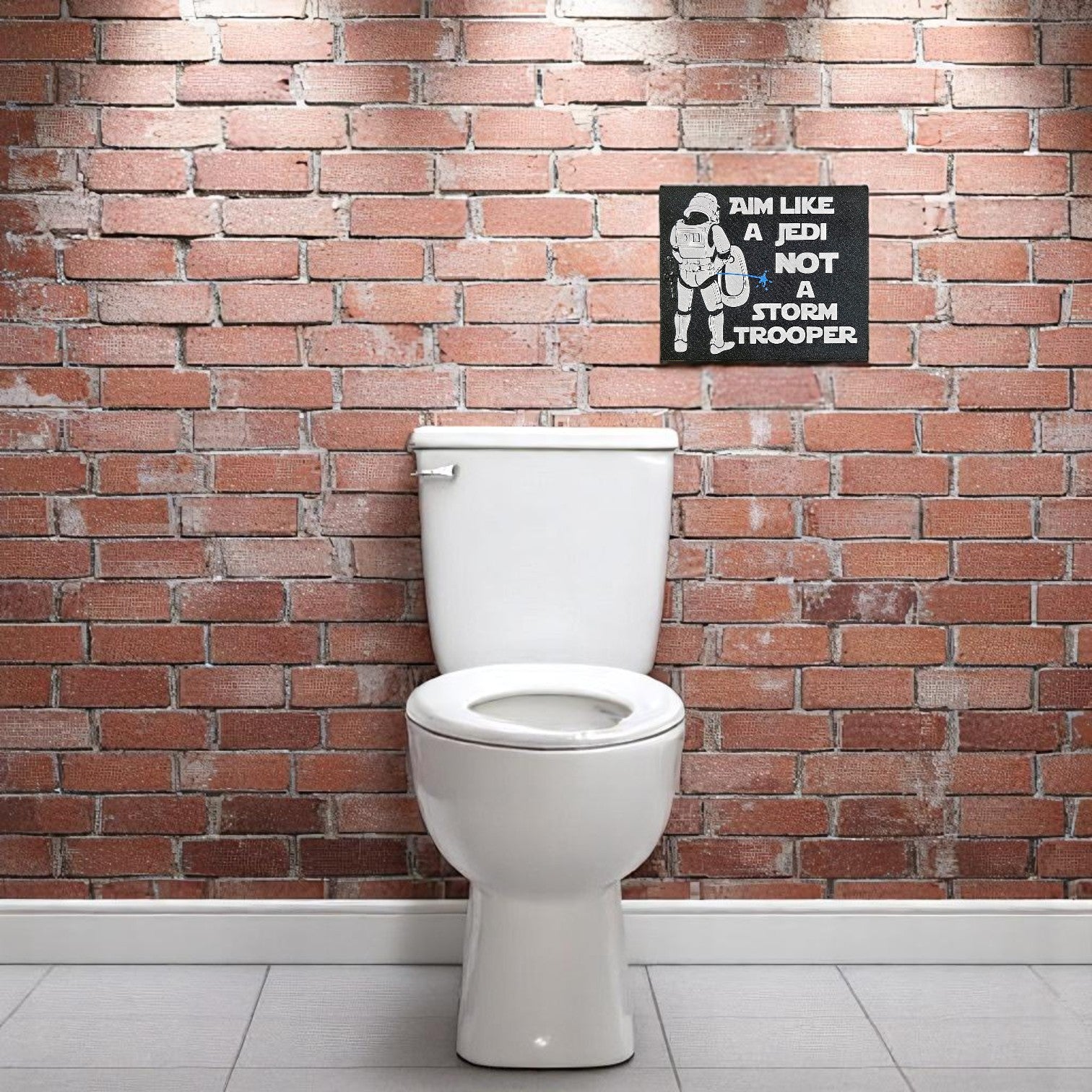 Star Wars Aim Like A Jedi Bathroom Sign - Funny Geek Wall Decor for Fans (18 x 18 cm) Sentosa Color Lab