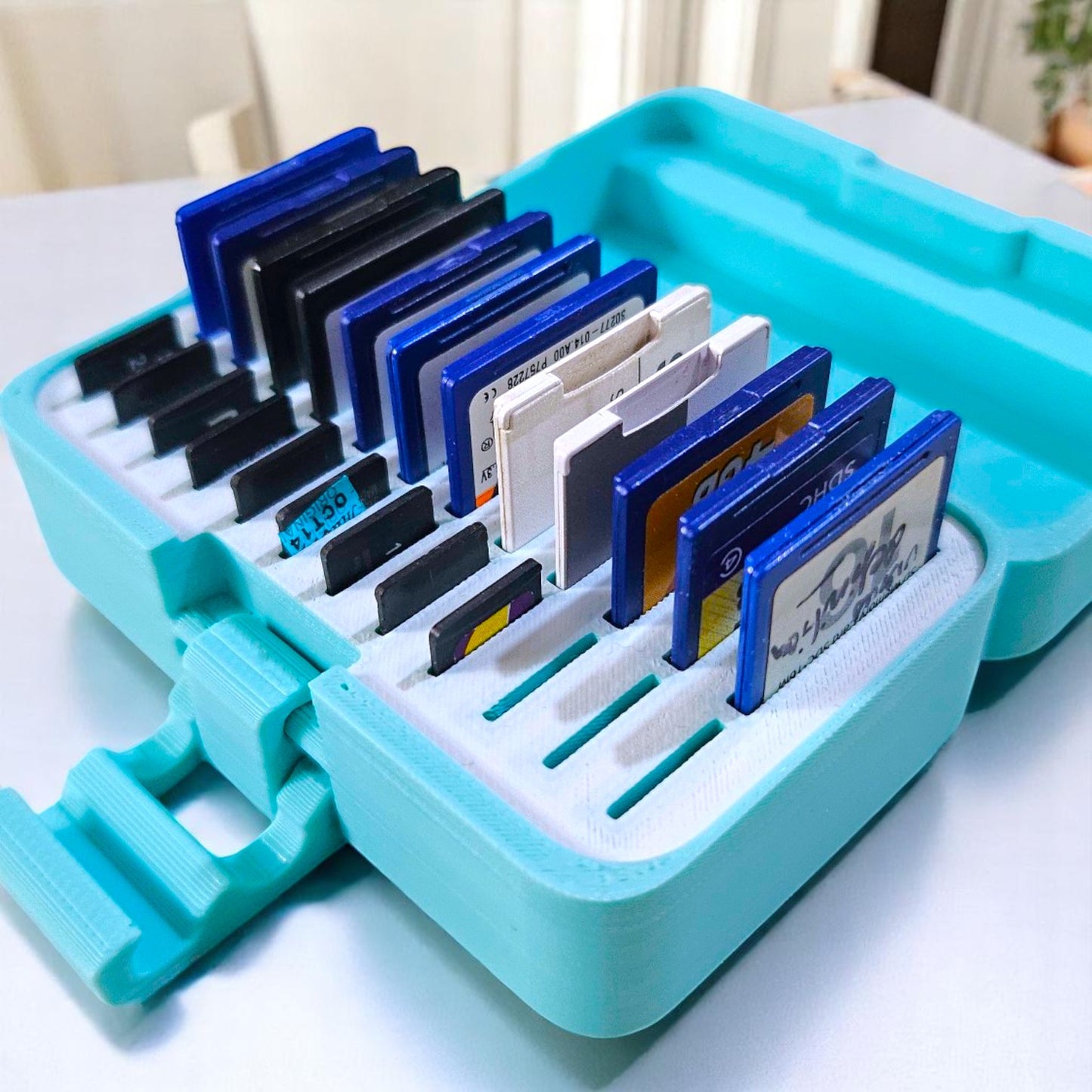 Compact SD & Micro SD Card Storage Box | Holds 12 SD + 12 Micro SD Cards | Portable & Durable Organizer Sentosa Color Lab