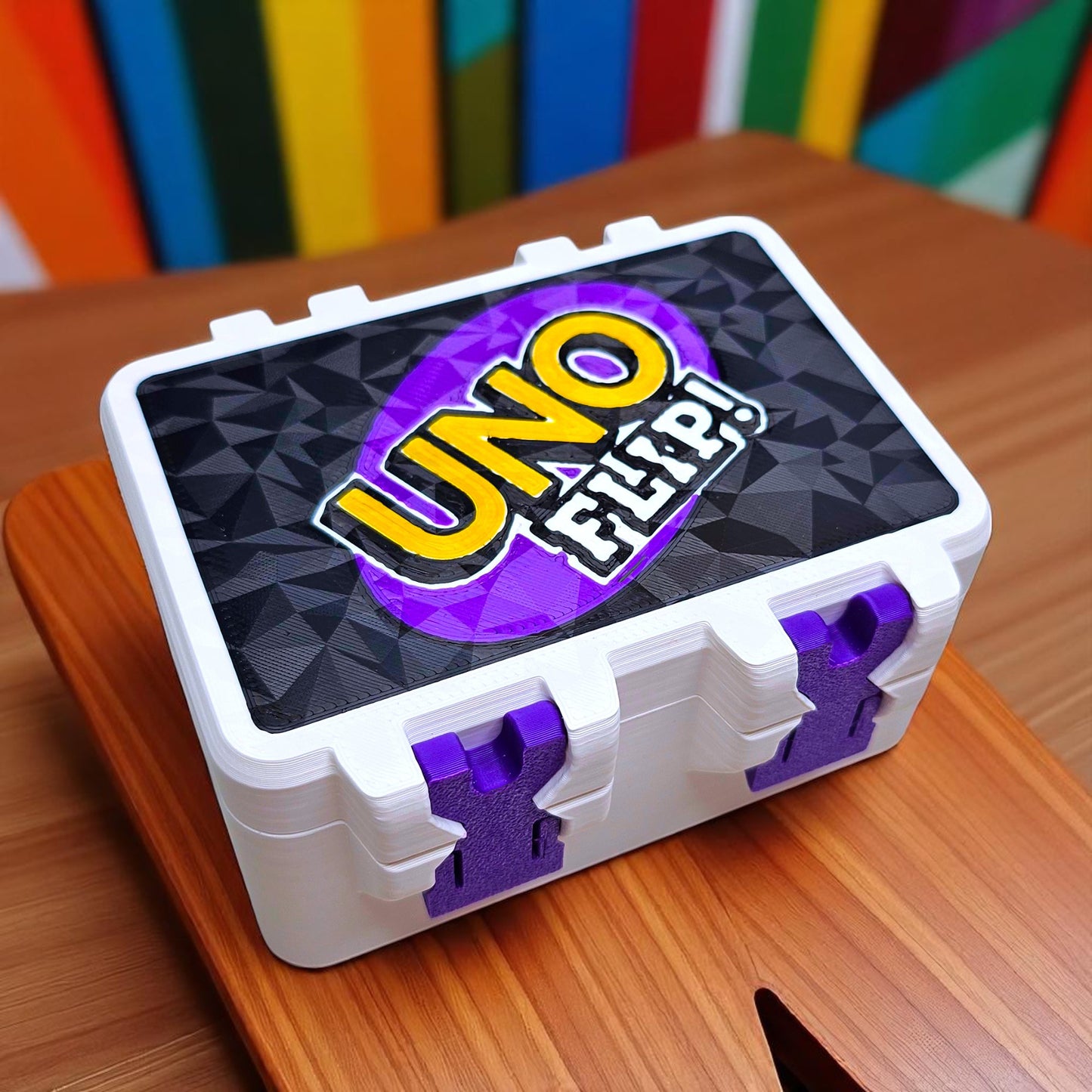 UNO Flip Card Deck Storage Case with Secure Snap Locks & Tray Flip Single Deck Storage Box Only Sentosa Color Lab