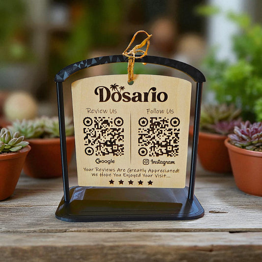 Custom Wooden QR Code Stand - Personalized Display for Reviews, Payments, Menus & More Sentosa Color Lab