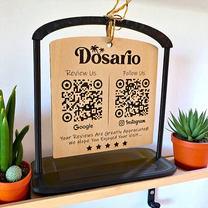 Custom Wooden QR Code Stand - Personalized Display for Reviews, Payments, Menus & More Sentosa Color Lab
