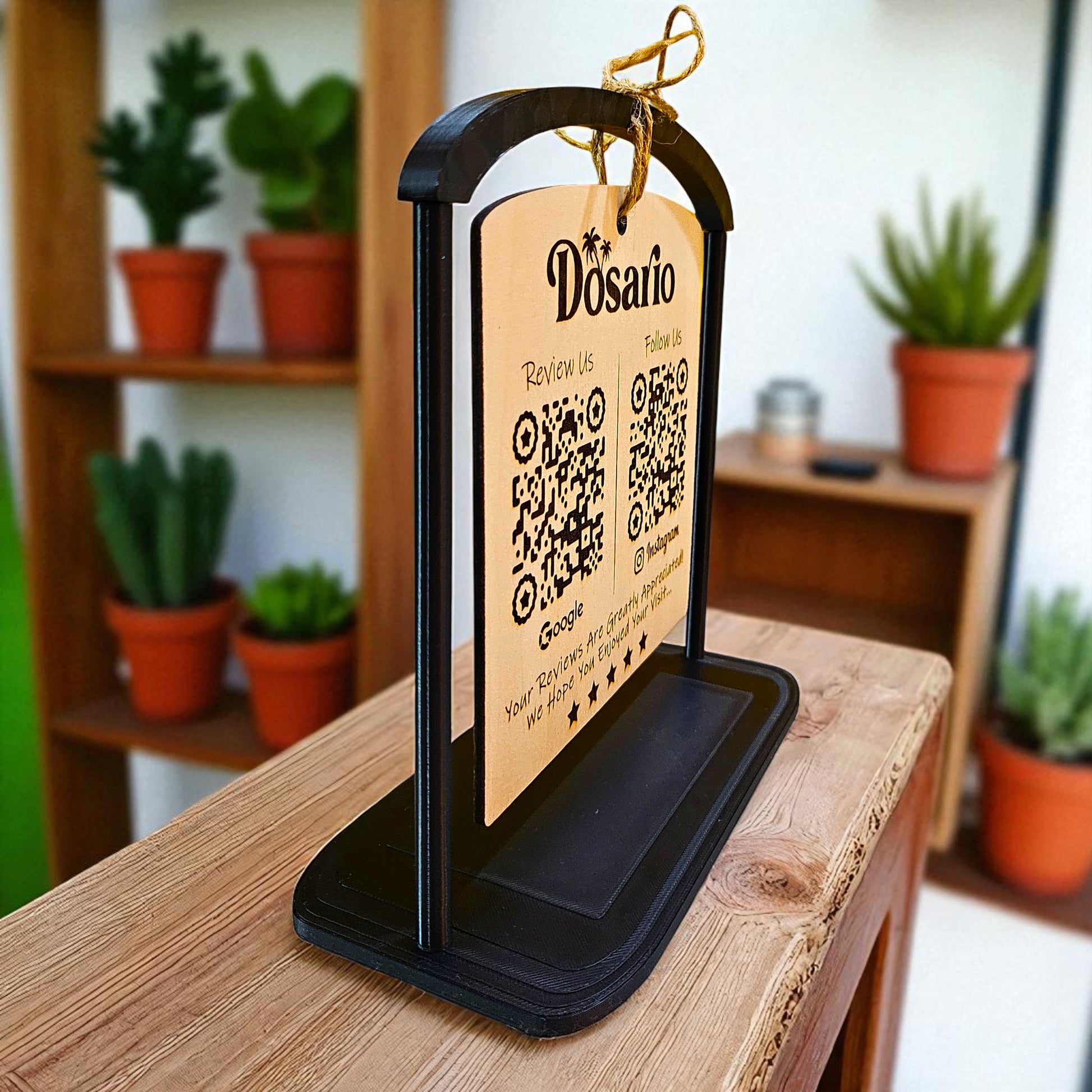 Custom Wooden QR Code Stand - Personalized Display for Reviews, Payments, Menus & More Sentosa Color Lab