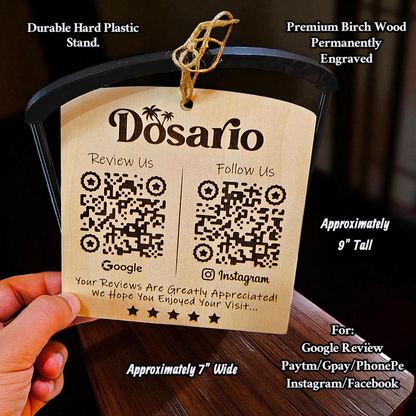 Custom Wooden QR Code Stand - Personalized Display for Reviews, Payments, Menus & More Sentosa Color Lab