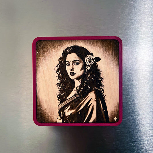 4-inch Wooden Photo Engraved Fridge Magnet with Custom Color Case - Personalized Gift Sentosa Color Lab