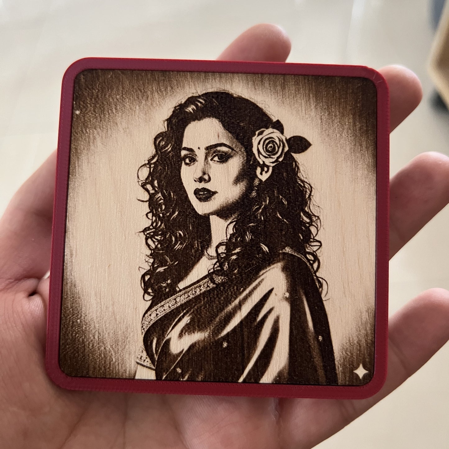 4-inch Wooden Photo Engraved Fridge Magnet with Custom Color Case - Personalized Gift Sentosa Color Lab