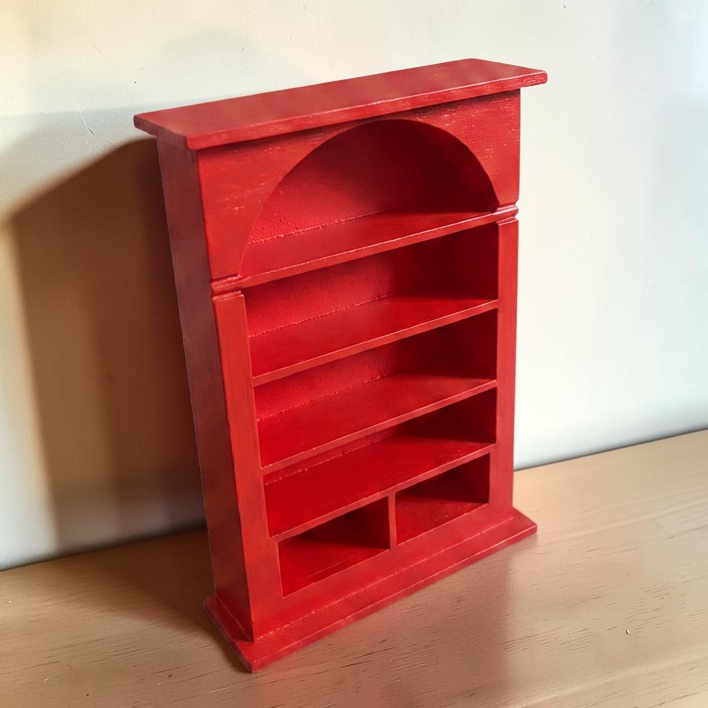 Miniature Bookshelf Model - Diorama & Dollhouse Display Shelf Red Sentosa