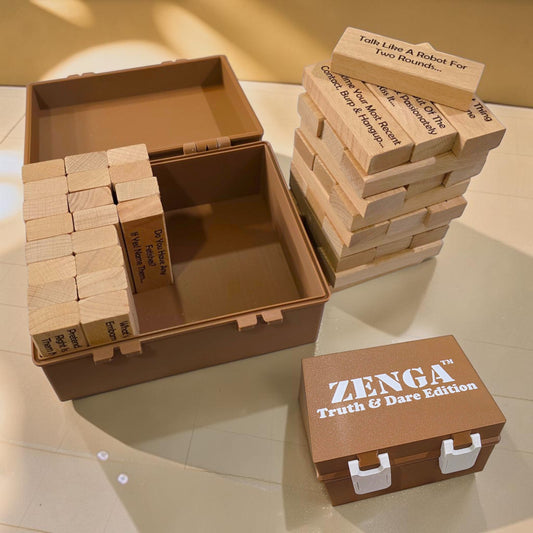Zenga Truth & Dare Edition: Tower Stacking Jenga Blocks Game For Couples & Friends - 48 Blocks & Storage Box Sentosa