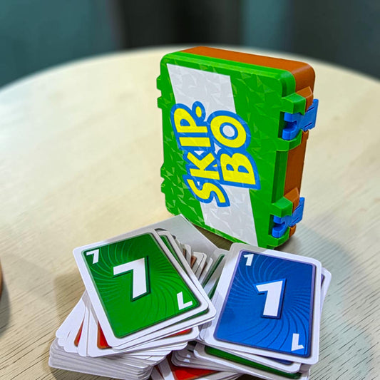 Skip-Bo Card Game Storage Box with Removable Tray | Multicolor Deck Organizer & Travel Case Sentosa