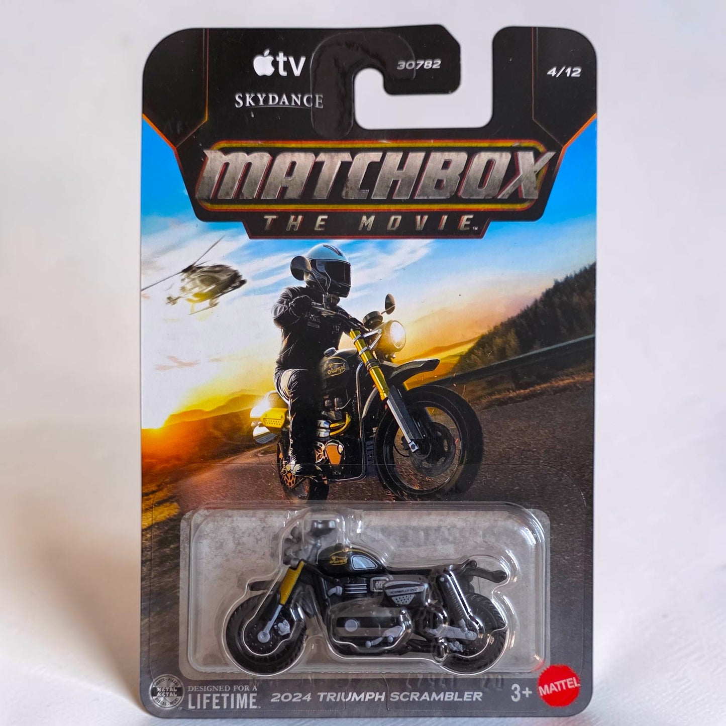 2024 Triumph Scrambler - Mattel Matchbox (4/12) - 30782 Series (2026 Edition) - Skydance Apple