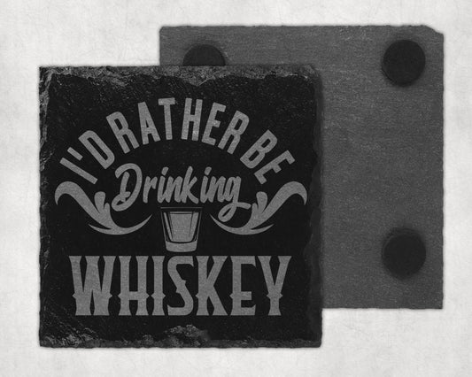 Bar Slate Coaster - Drinking Whiskey (Set of 4) (E22) Shop Sentosa