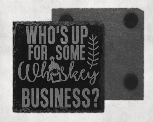 Bar Slate Coaster - Who's Up For Whiskey (Set of 4) (E28) Shop Sentosa