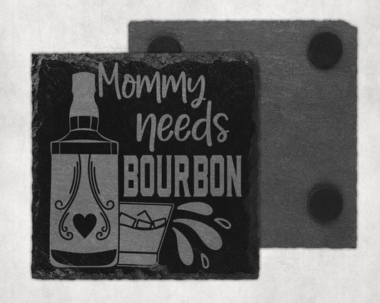 Bar Slate Coaster - Mommy Needs Bourbon (Set of 4) (E31) Shop Sentosa