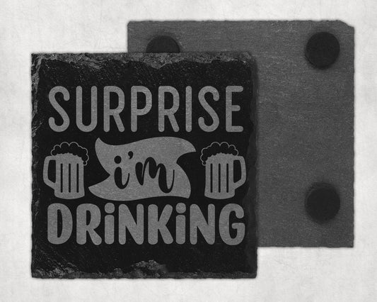 Bar Slate Coaster - Surprise I'm Drinking (Set of 4) (E45) Shop Sentosa