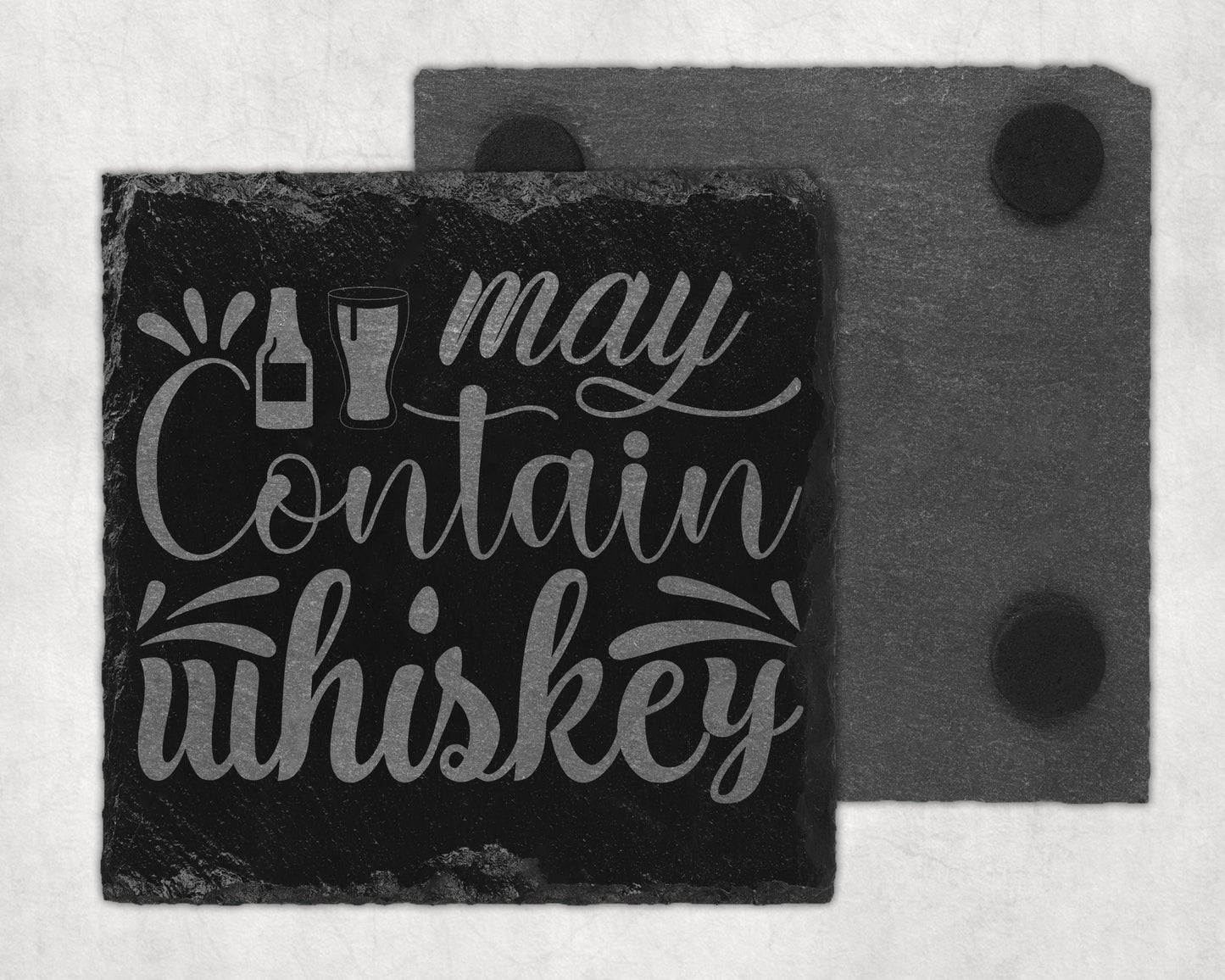 Bar Slate Coasters - May Contain Whiskey (Set of 4) (E53) Shop Sentosa