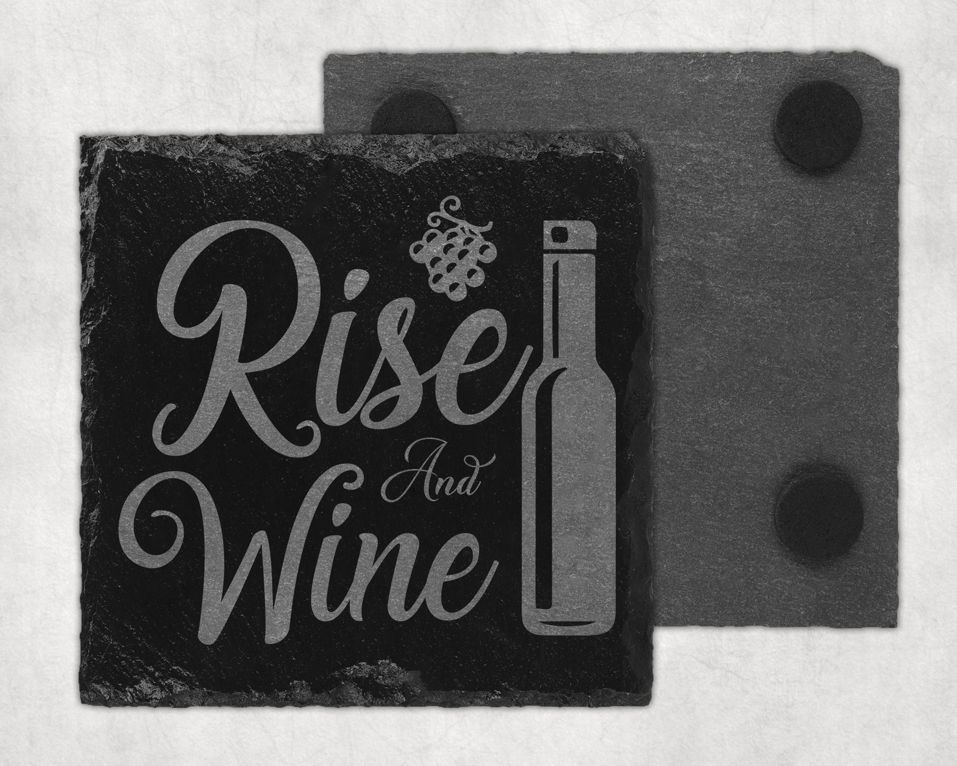 Bar Slate Coasters - Rise & Wine (Set of 4) (E58) Shop Sentosa