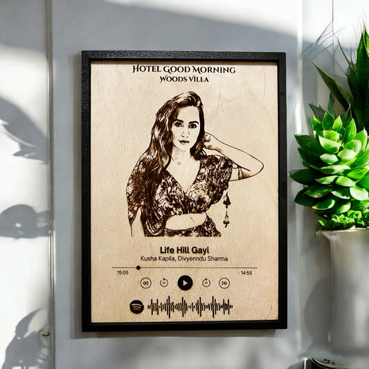 Personalized Portrait Music Plaque on Birch Wood 6” x 8” Sentosa Color Lab