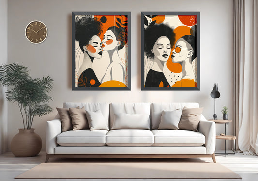 Abstract Female Modern Wall Art Posters (Set of 2) Shop Sentosa