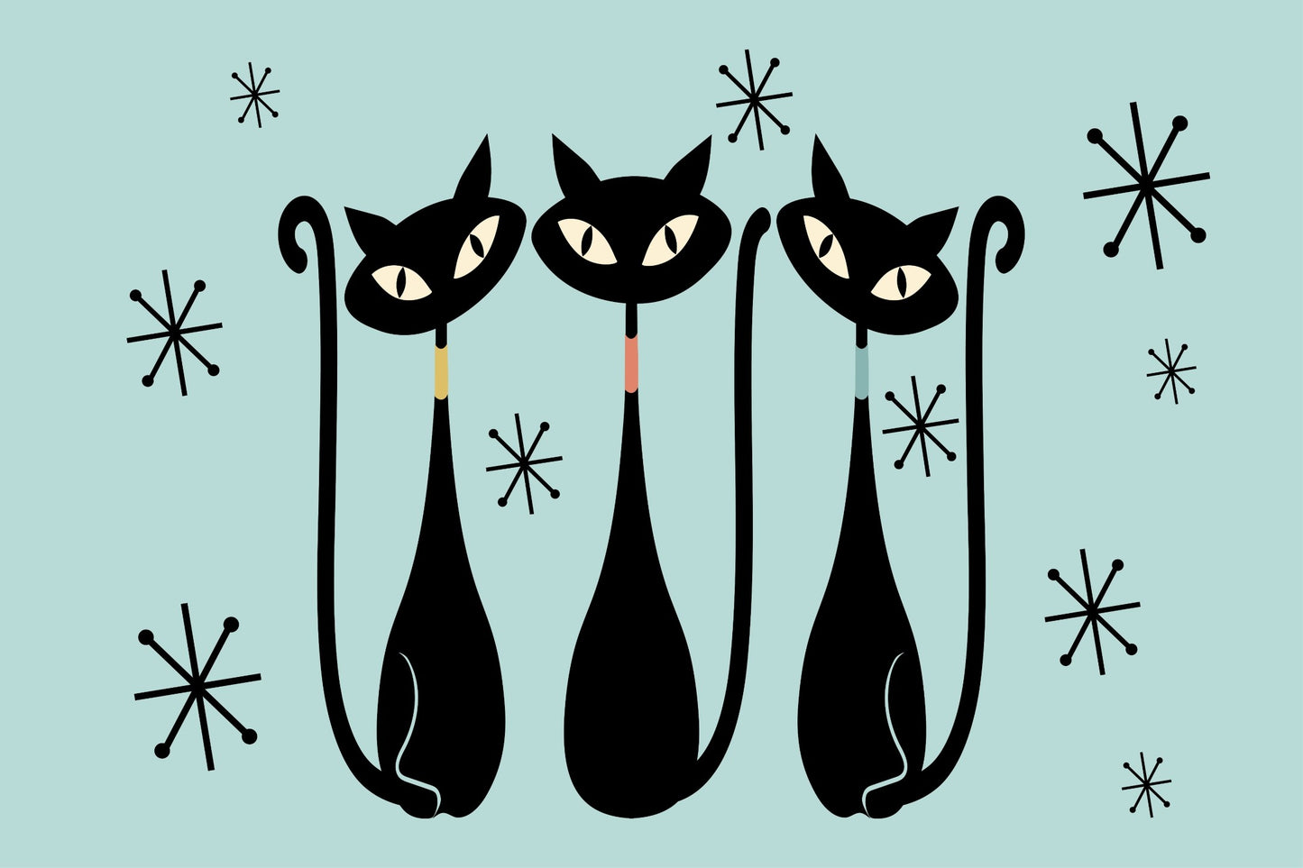 Atomic Cat Mid Century Posters (Set of 10) Shop Sentosa