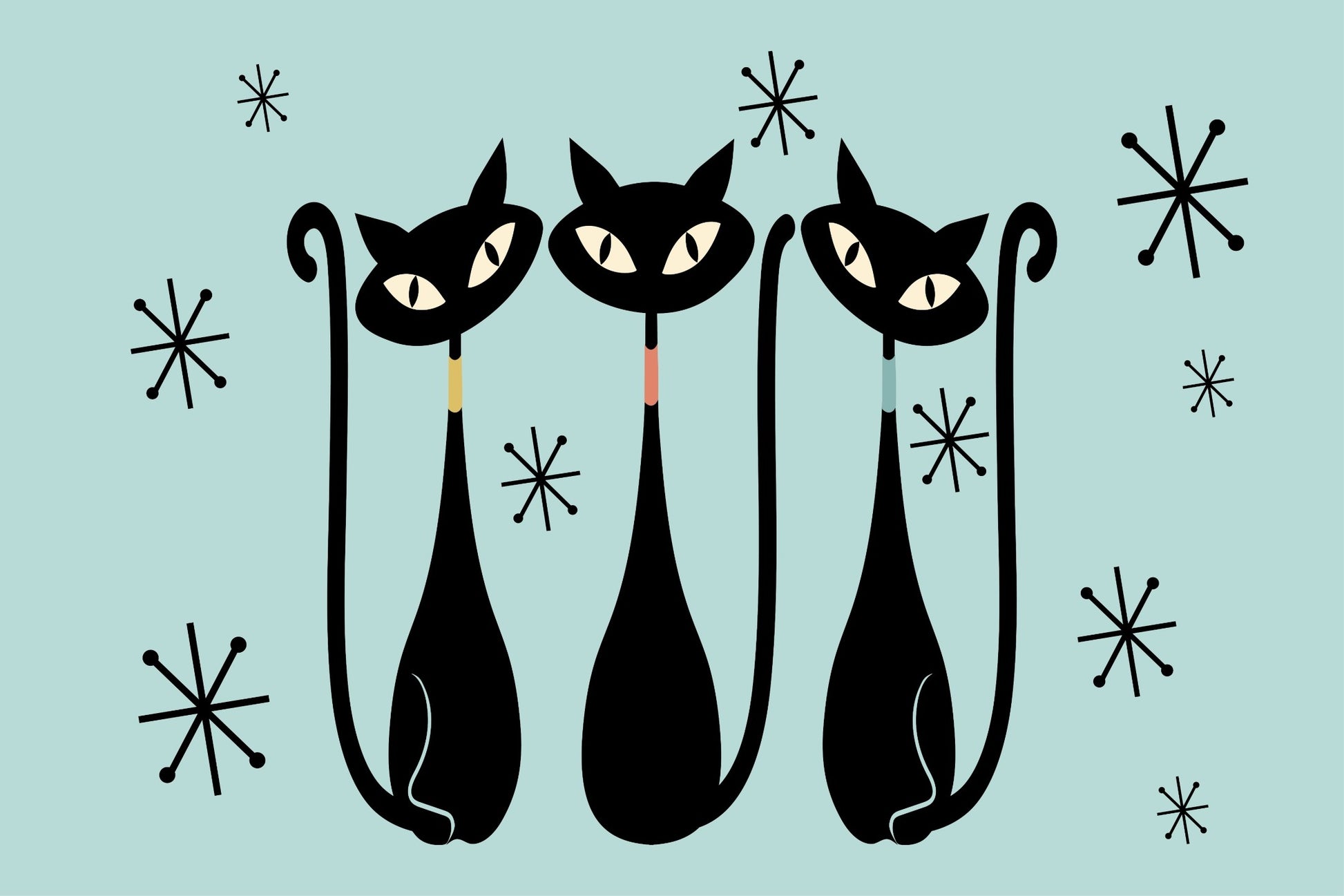Atomic Cat Mid Century Posters (Set of 10) Shop Sentosa