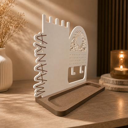 Personalized Jewellery Organizer for Women with Custom Name, Luxury Jewellery Display Stand with Tray Stand, Ring Bracelet Earring Holder, Vanity Decor & Gift for Girls, 8" Tall