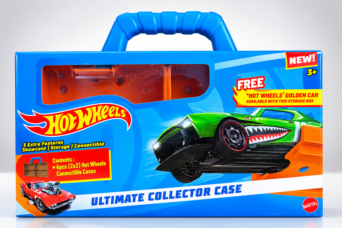 Hot Wheels Ultimate Collector Case 4 PCS 2x2 Connectible + Free Golden Collector's Edition Car