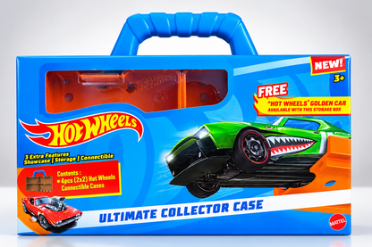 Hot Wheels Ultimate Collector Case 4 PCS 2x2 Connectible + Free Golden Collector's Edition Car