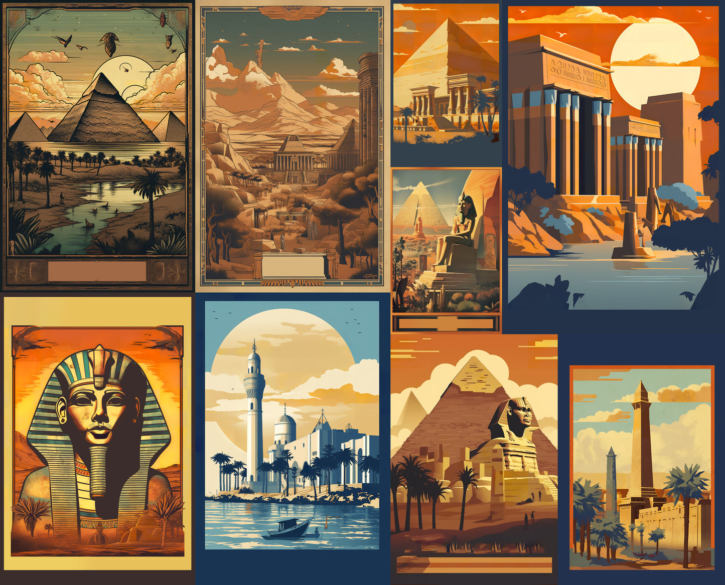 Egypt Vintage Travel Posters (Set of 9) Shop Sentosa