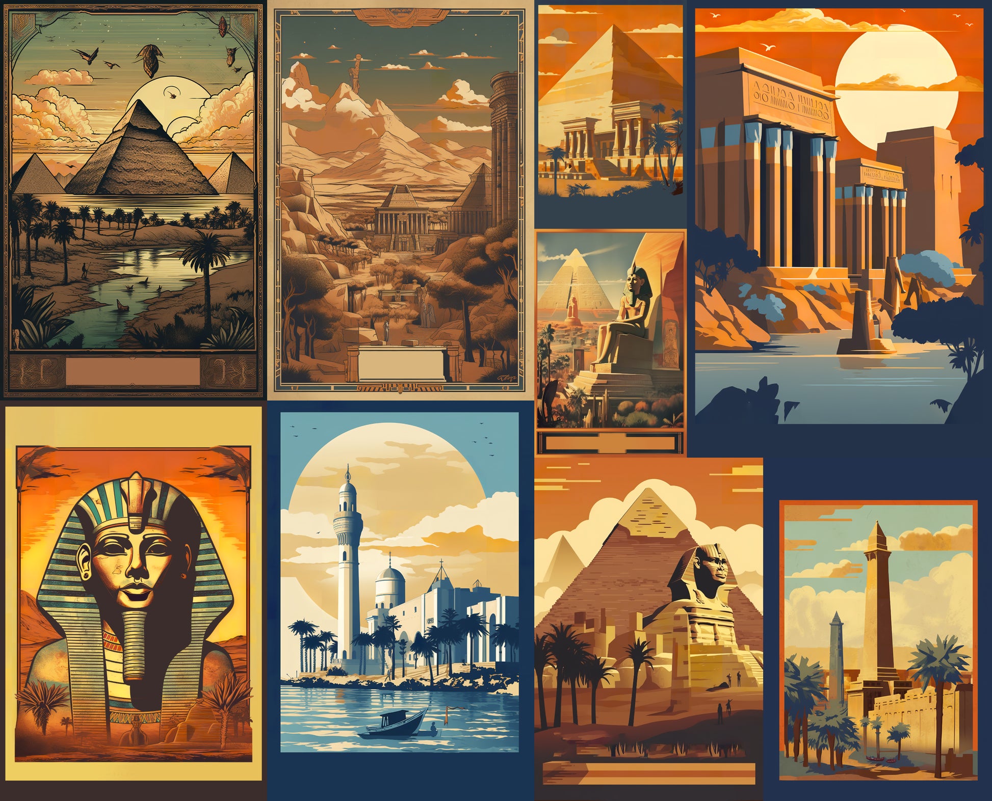 Egypt Vintage Travel Posters (Set of 9) Shop Sentosa