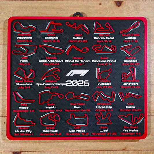Formula 1 2026 Race Calendar Track Display with Racing Line - Complete F1 Season Schedule Board - Wall Decor or Tabletop Stand Sentosa