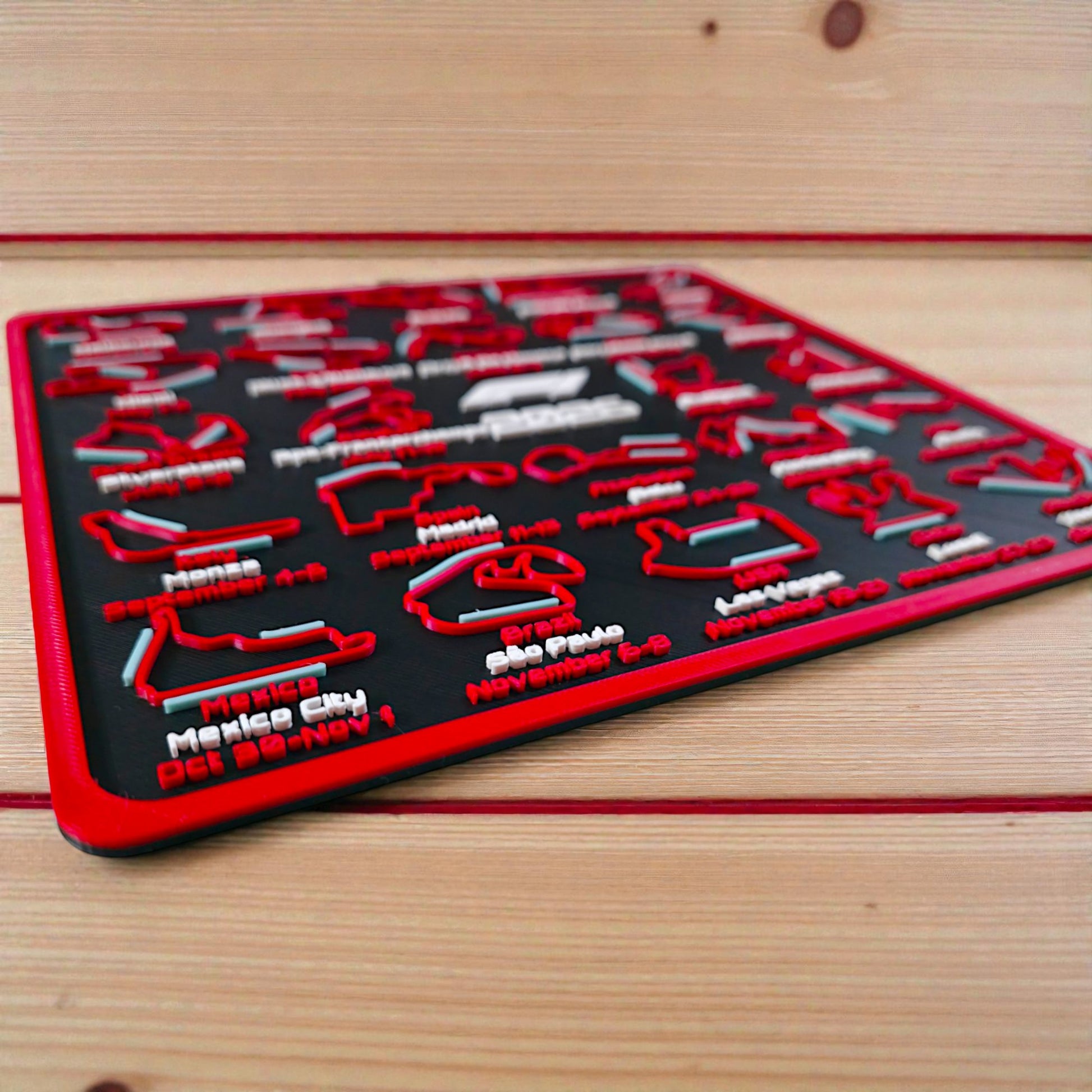 Formula 1 2026 Race Calendar Track Display with Racing Line - Complete F1 Season Schedule Board - Wall Decor or Tabletop Stand Sentosa