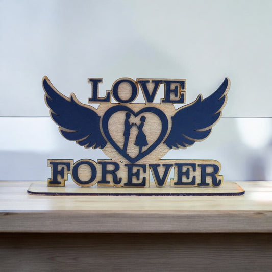 Love Forever - Wooden Winged Couple Stand Shop Sentosa