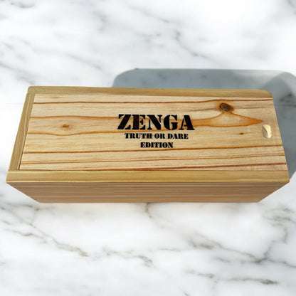Zenga Truth & Dare Edition: Tower Stacking Jenga Blocks Game For Couples & Friends - 48 Blocks & Wooden Storage Box Sentosa