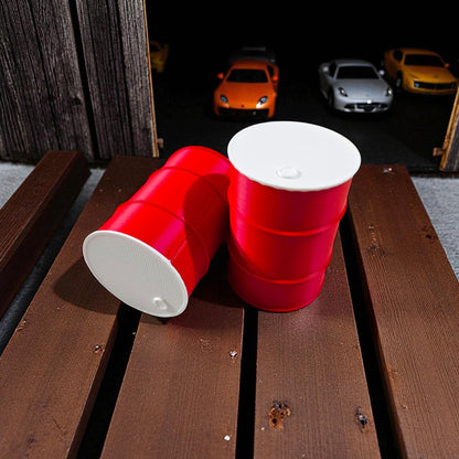 Miniature Oil Barrel Drum (50 mm Height) - Red Barrel with White Top for Dioramas, Garage Displays & Scale Models Sentosa