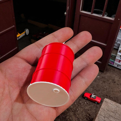 Miniature Oil Barrel Drum (50 mm Height) - Red Barrel with White Top for Dioramas, Garage Displays & Scale Models Sentosa