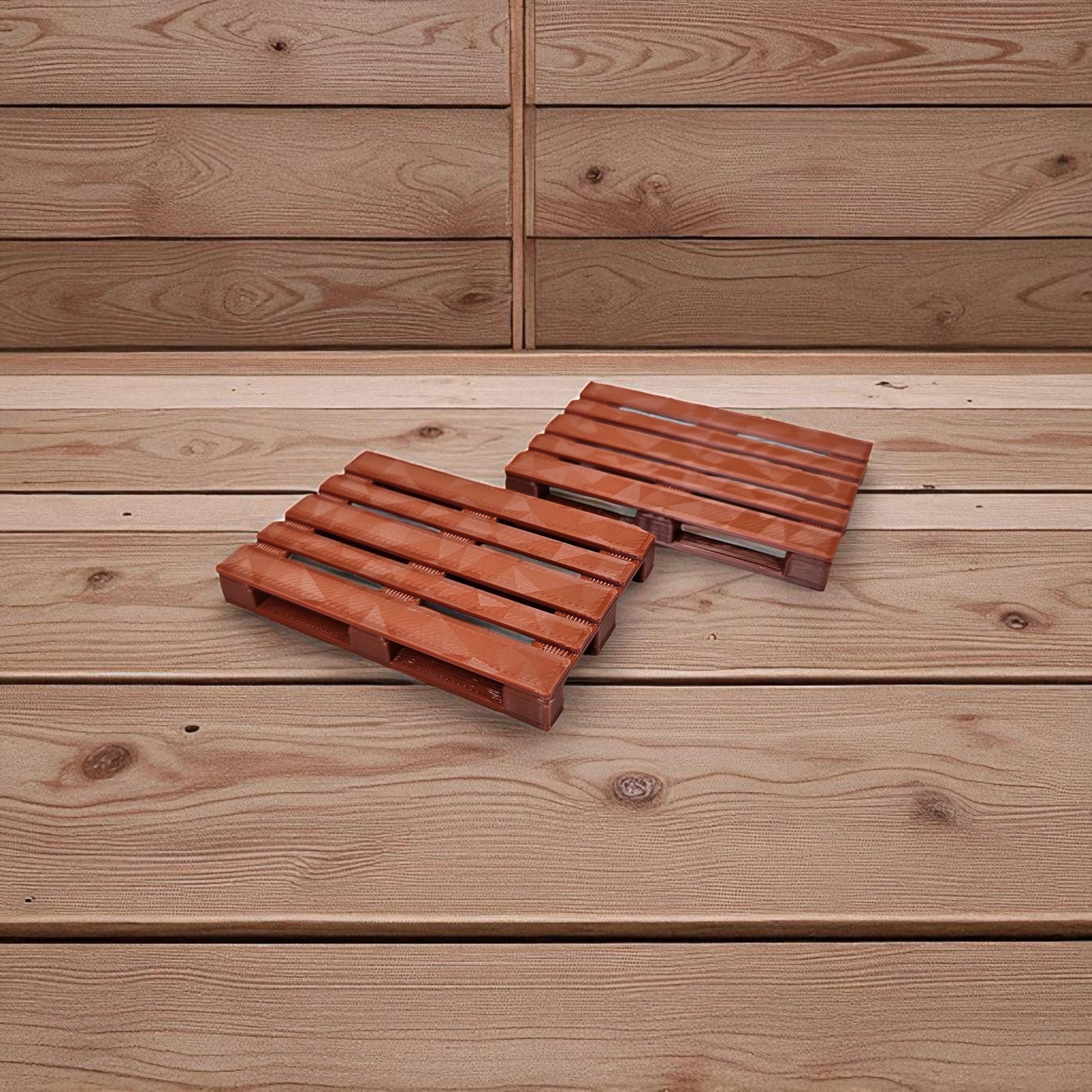 Miniature Wooden Pallets Set (Pack of 4) - 5 cm x 7 cm Scale Pallets for Dioramas, Warehouse Displays & Miniature Scenes (2 Brown + 2 White) Sentosa