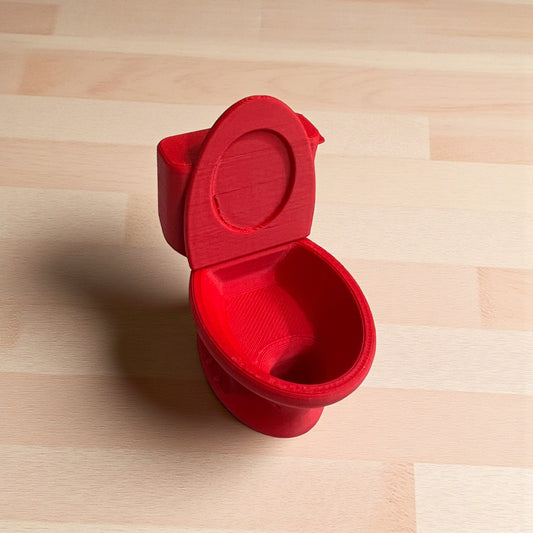 Miniature Red Toilet Model - Dollhouse Bathroom Furniture for Diorama, Shadow Box & Architectural Scale Projects Sentosa