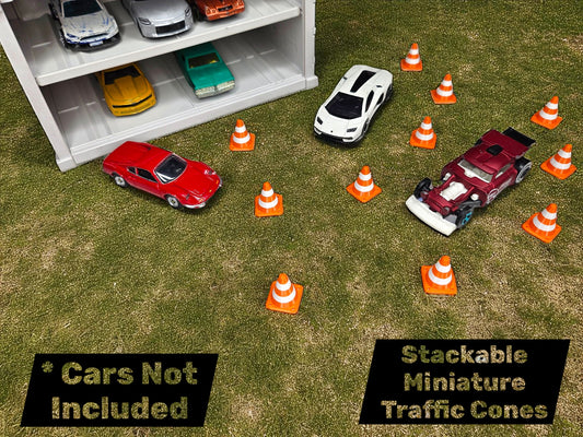 Miniature Traffic Cones Set (2.5 cm Height) - Stackable Tiny Road Cones for Dioramas, Hot Wheels Displays & Desk Decor Sentosa