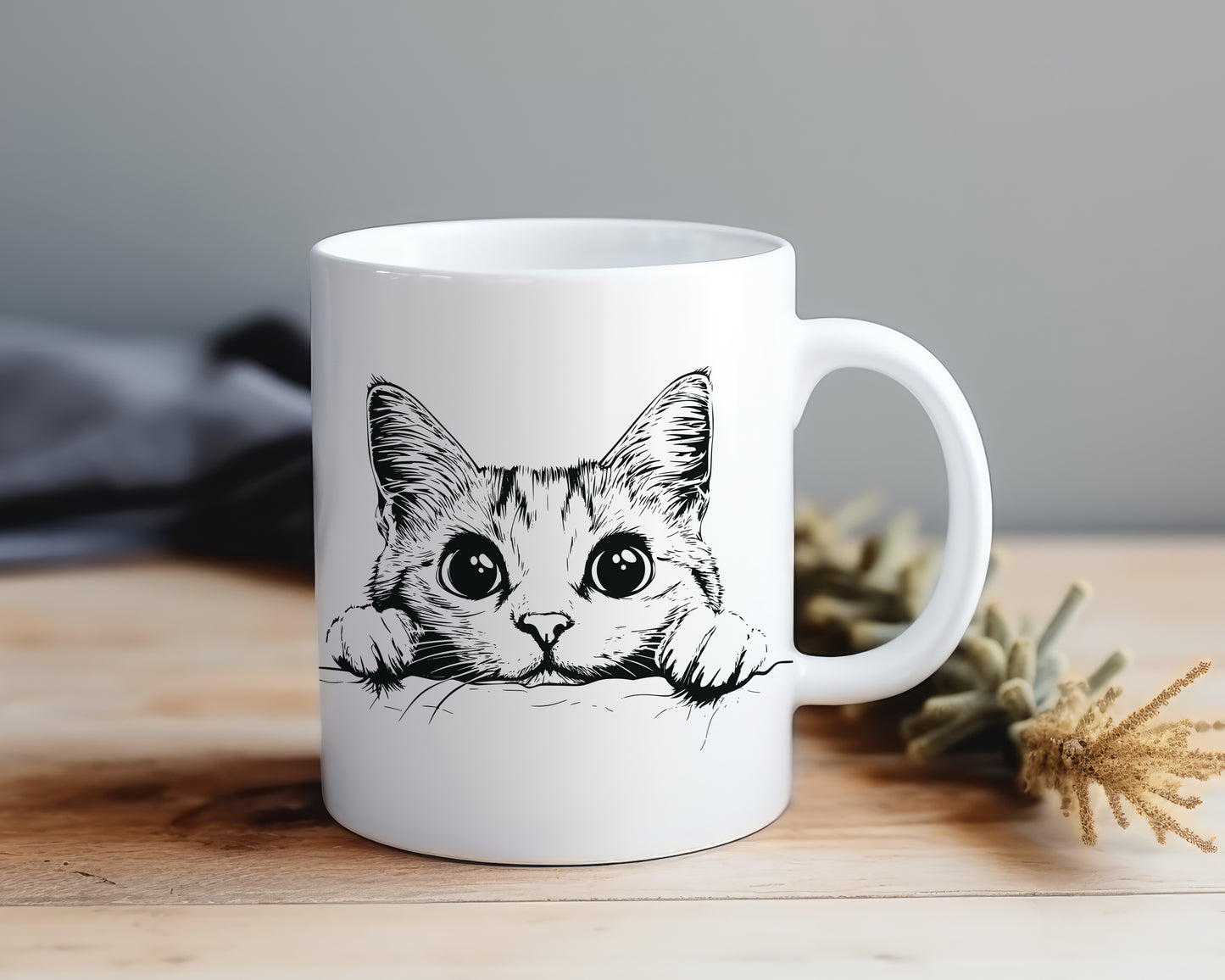 Peeking Cat Cute - Mug Shop Sentosa