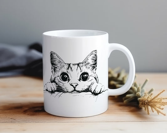 Peeking Cat Cute - Mug Shop Sentosa