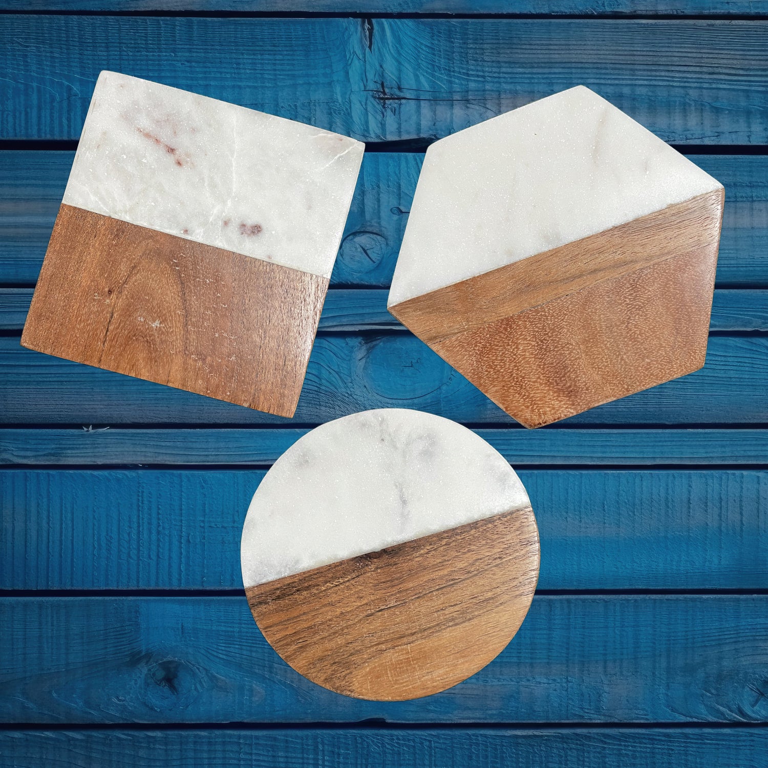 Marble/Wood Coasters - Set of 4 Shop Sentosa