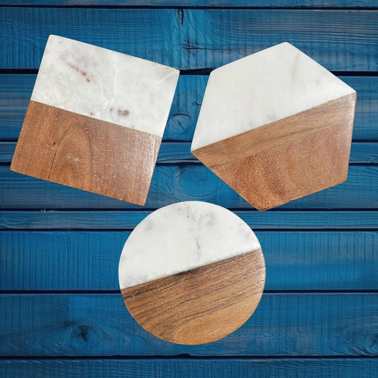 Marble/Wood Coasters - Set of 4 Shop Sentosa