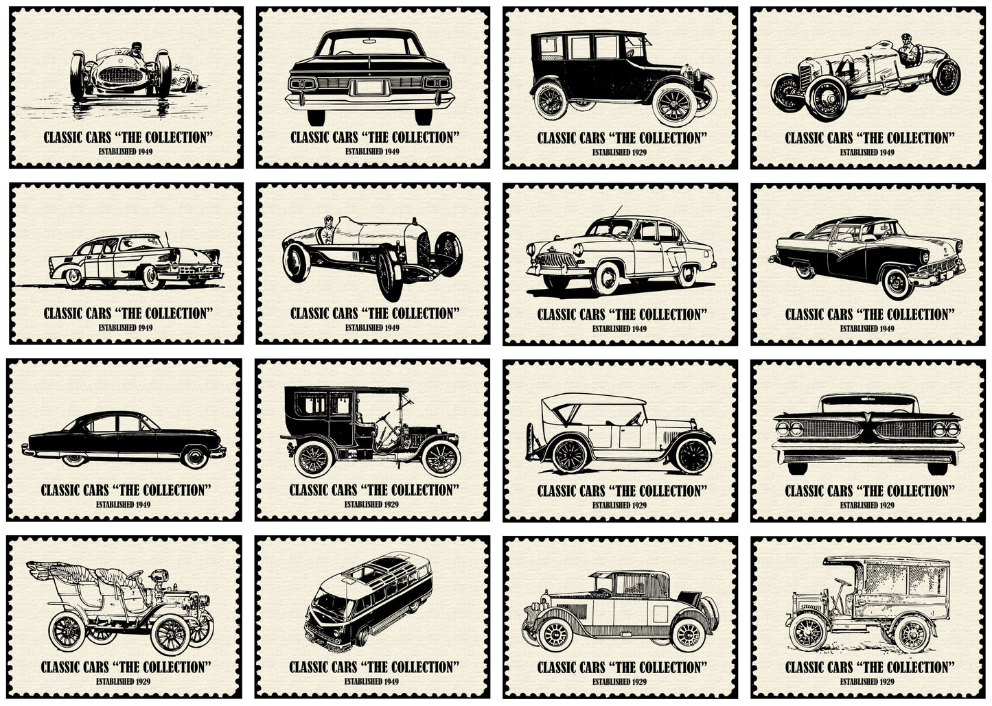 Vintage Classic Car Posters (Set of 26) A5 Shop Sentosa