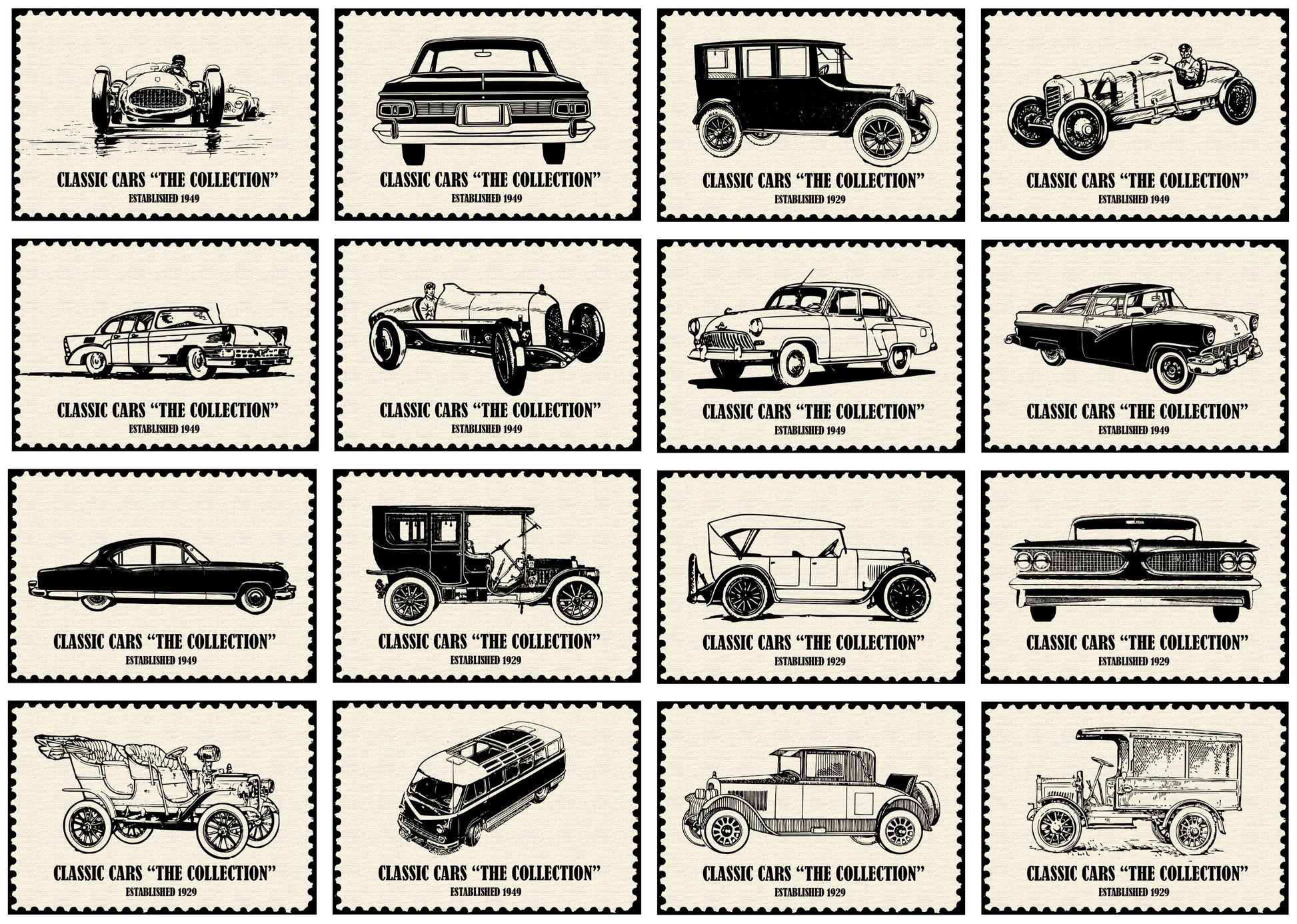 Vintage Classic Car Posters (Set of 26) A5 Shop Sentosa