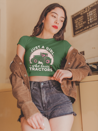 Girl Who Loves Tractors Crop Top Printrove