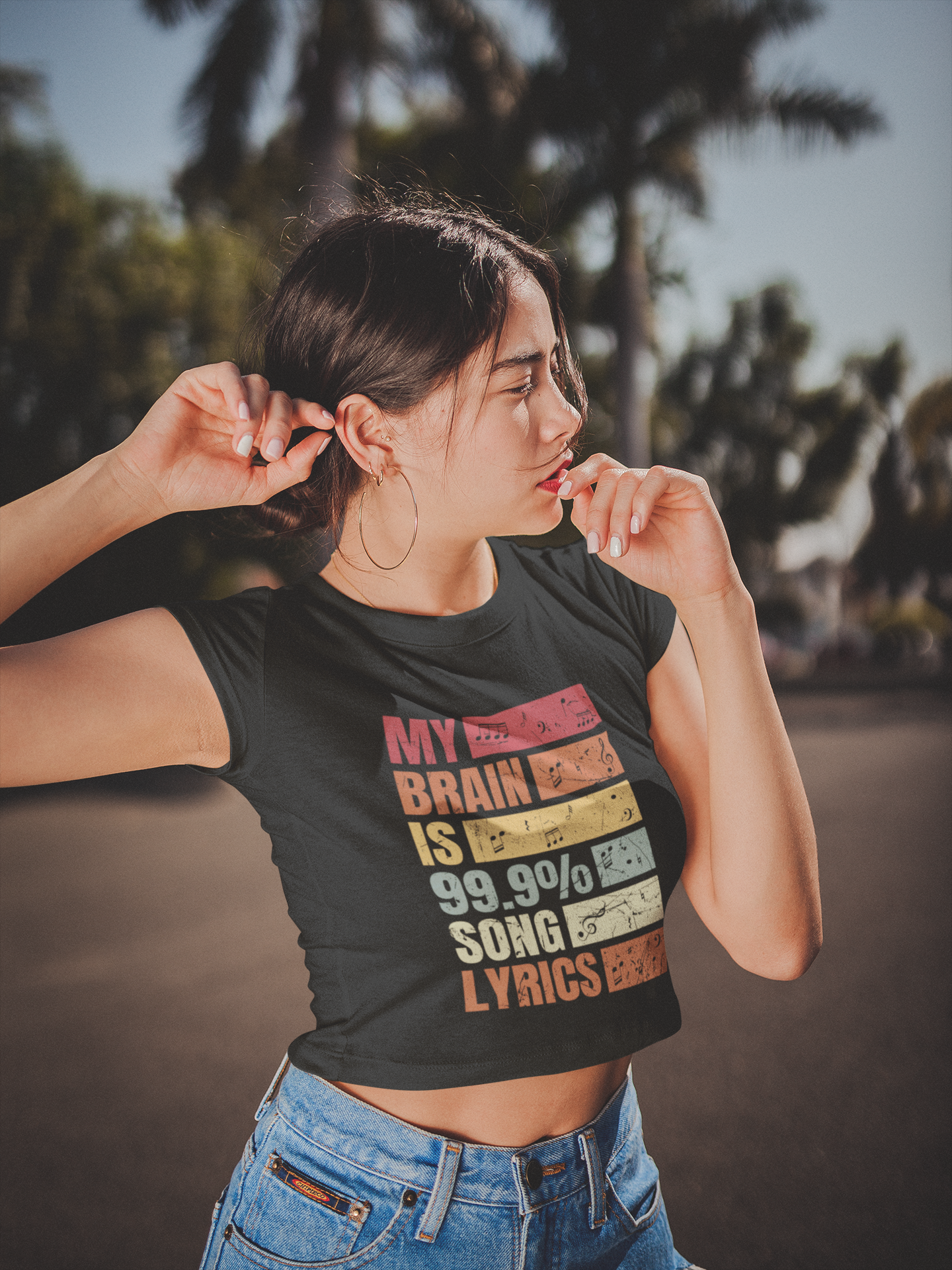 99.9% Song Lyrics Music Lovers Crop Top Printrove