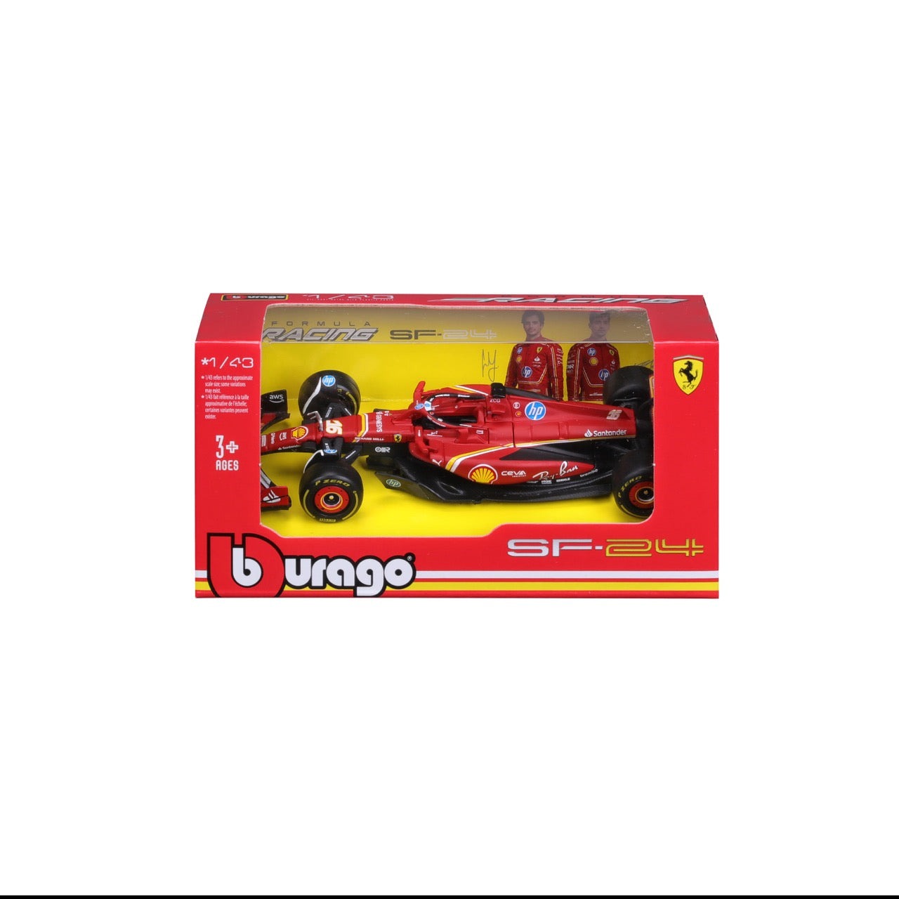 Bburago Formula 1 Racing - Ferrari SF-24 #16 Charles Leclerc - 1:43 Scale Official Licensed Model (with Display Case & Stand) 18-36844L Bburago