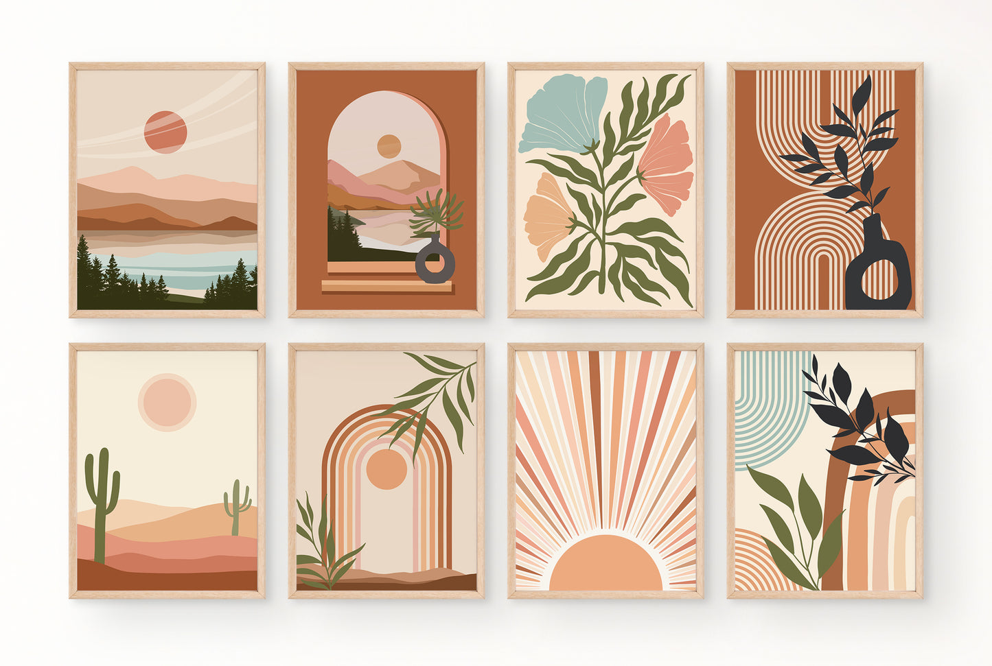 Boho Wall Art Posters - Set of 8 (12"x 16") Sentosa Color Lab