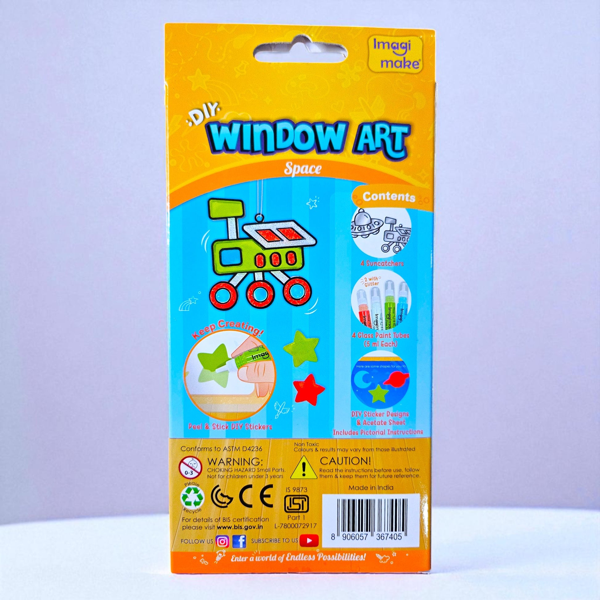DIY Space Glass Painting Kit for Kids – Window Art Craft Set with Suncatchers, Glass Paint Tubes, Stickers & Acetate Sheet Shop Sentosa