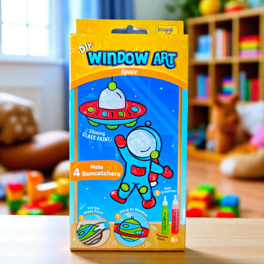DIY Space Glass Painting Kit for Kids – Window Art Craft Set with Suncatchers, Glass Paint Tubes, Stickers & Acetate Sheet Space Set Shop Sentosa
